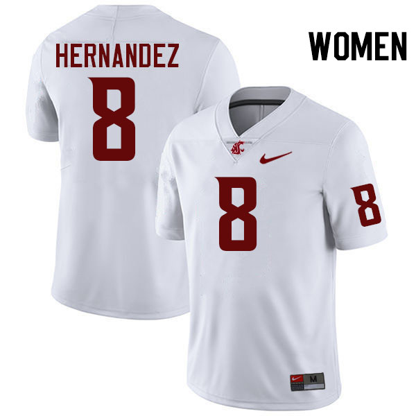 Women #8 Carlos Hernandez Washington State Cougars College Football Jerseys Stitched-White